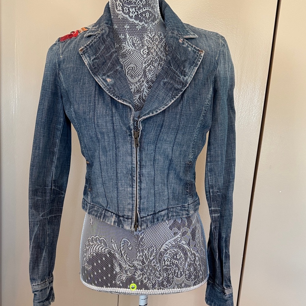 Armani Exchange Distressed Blue Jean Jacket